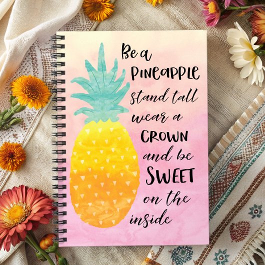 Pineappel Inspirerend Waterverf Typografie Notitieboek