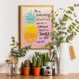 Pineappel Inspirerend Waterverf Typografie Poster