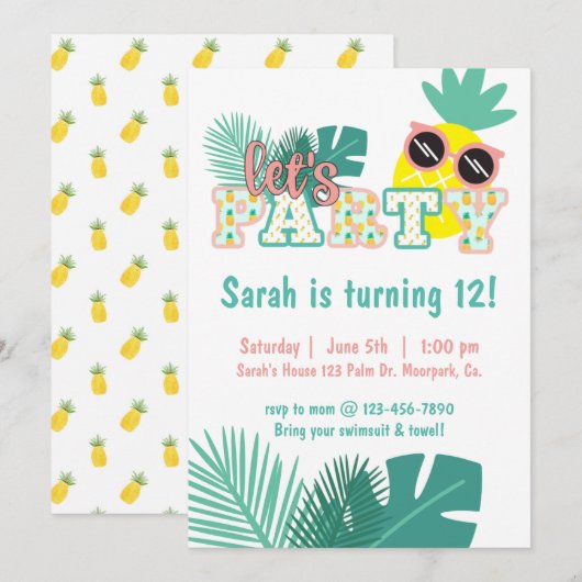 PINEAPPEL, LAAT PARTIJ, POOLPARTIJ, TROPISCH (Voorkant / Achterkant)