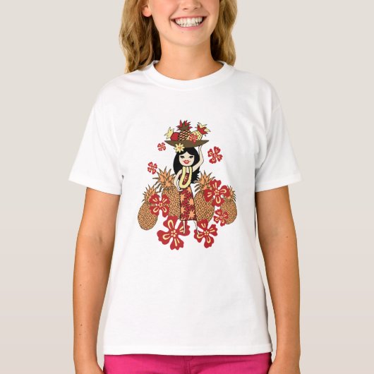 Pineappel Luau Girl's T-Shirts (Voorkant)