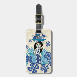 Pineappel Luau Hawaiian Hula Girl Duo Hoesjes Bagagelabel