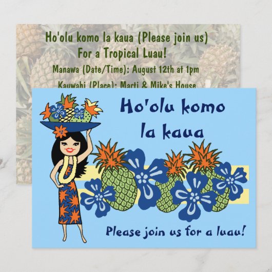 Pineappel Luau Tropische uitvindingen Kaart (Voorkant / Achterkant)