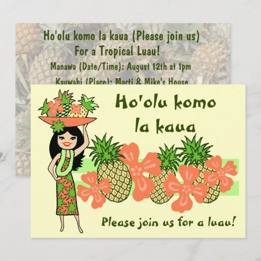 Pineappel Luau Tropische uitvindingen Kaart (Voorkant / Achterkant)