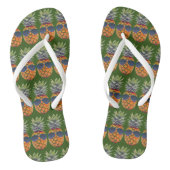 Pineappel met zonnebril Patroondraden, ZSSG Teenslippers (Voetbed)