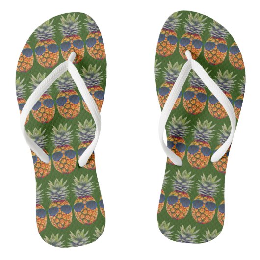 Pineappel met zonnebril Patroondraden, ZSSG Teenslippers (Voetbed)
