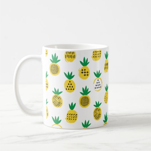 Pineappel naadloos patroon. ontwerp van het kind. koffiemok (Links)
