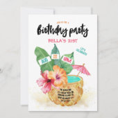 Pineappel Palm Hibiscus Tropical Birthday Party Kaart (Voorkant)