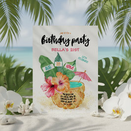 Pineappel Palm Hibiscus Tropical Birthday Party Kaart