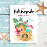 Pineappel Palm Hibiscus Tropical Birthday Party Kaart<br><div class="desc">Tijd om te vieren! Plaats een tropische toon voor je feest met deze op het eiland geïnspireerde verjaardagsuitnodiging. Met een tropische anananas die is voorzien van palmbladeren en exotische hibiscus-bloemen in koraal, roze en turquoise aan de kust, is deze uitnodiging perfect voor zomerfeesten en strandevenementen, tiki en luau-thema's. Getoond als...</div>