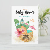 Pineappel Palm Hibiscus Tropisch Baby shower Kaart (Staand voorkant)