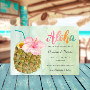 Pineappel Paradise Aloha Waterverf bruiloft Save The Date
