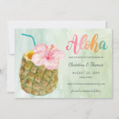 Pineappel Paradise Aloha Waterverf bruiloft Save The Date (Voorkant)