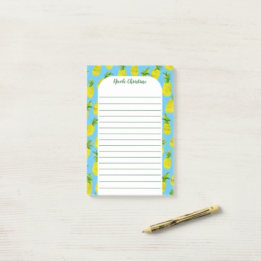 Pineappel Party Patroon PIONISEREN IT-Waterverf AA Post-it® Notes (Op bureau)