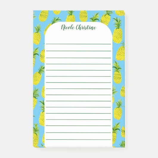 Pineappel Party Patroon PIONISEREN IT-Waterverf AA Post-it® Notes (Voorkant)
