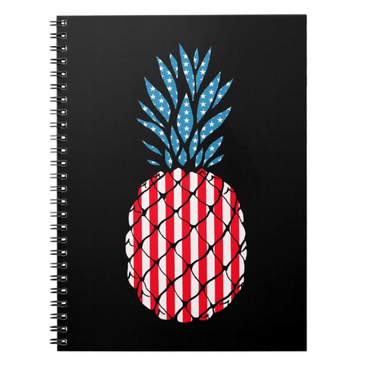 Pineappel Patriotic Fruit American Flag op 4 juli Notitieboek (Voorkant)