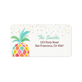 Pineappel Return Address Label Tropical Aloha Luau