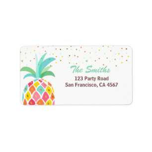 Pineappel Return Address Label Tropical Aloha Luau