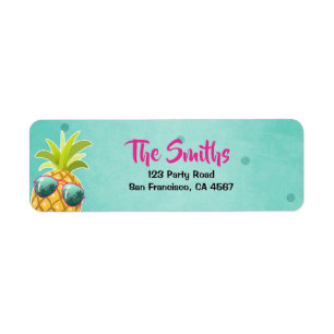 Pineappel Return Address Label Tropical Aloha Luau