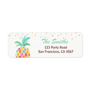 Pineappel Return Address Label Tropical Aloha Luau