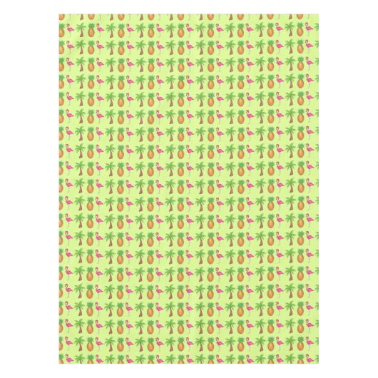 Pineappel Roze flamingo Palm tropische druk Tafelkleed (Voorkant)