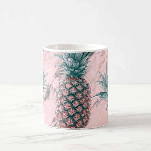 Pineappel Roze marmer Modern Party Chic Koffiemok (Center)