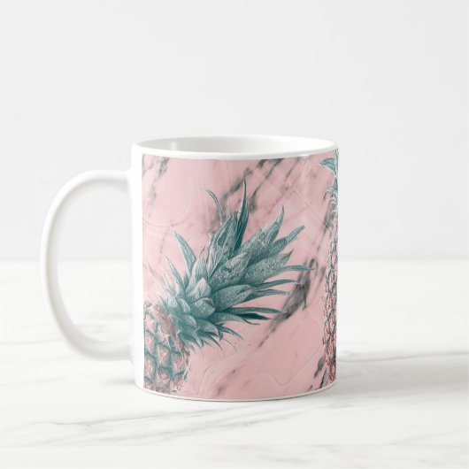 Pineappel Roze marmer Modern Party Chic Koffiemok (Links)