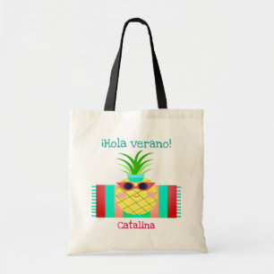 Pineappel Spaanse zomer "Hola verano" Tote Bag