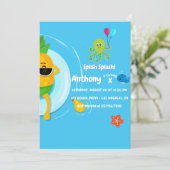 Pineappel Summer Splish Splash Kids Birthday Party Kaart (Staand voorkant)