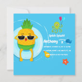 Pineappel Summer Splish Splash Kids Birthday Party Kaart (Voorkant)