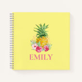Pineappel Tropical Aloha Hawaii Persoonlijke naam Notitieboek (Voorkant)