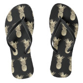 Pineappel Tropical Gold Black Pattern Teenslippers (Voetbed)
