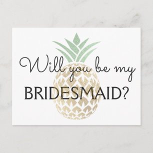 Pineappel Tropical Gold zal mijn Bridesmaid zijn Uitnodiging Briefkaart