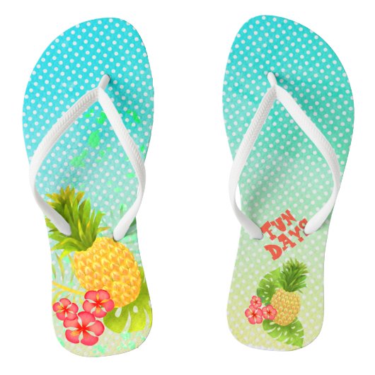 Pineappel Tropisch Blauwe Gradiënt Teenslippers (Voetbed)
