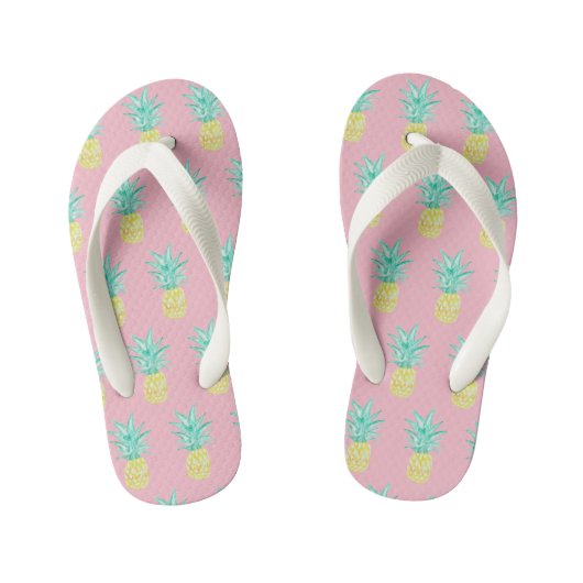 Pineappel Tropisch Roze Teenslippers (Voetbed)