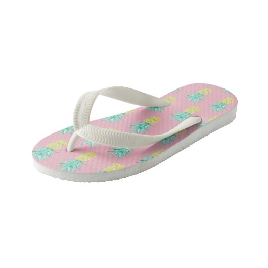 Pineappel Tropisch Roze Teenslippers (Schuin)