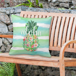 Pineappel Tropische Bloemen Aloha Kussen