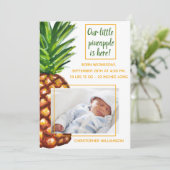 Pineappel Tropische Fotogeboortenaankondiging Aankondiging (Staand voorkant)
