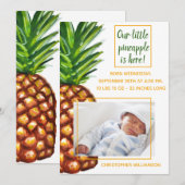 Pineappel Tropische Fotogeboortenaankondiging Aankondiging (Voorkant / Achterkant)