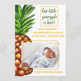 Pineappel Tropische Fotogeboortenaankondiging Aankondiging
