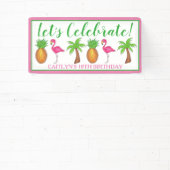 Pineappel van de Palmboom van de Birthday Flamingo Spandoek (Insitu)