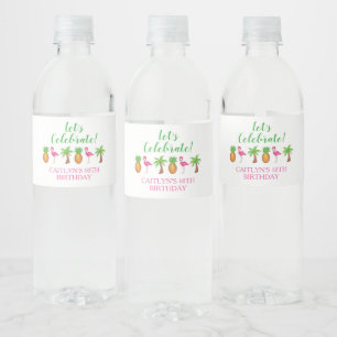 Pineappel van de Palmboom van de Birthday Flamingo Waterfles Etiket