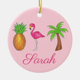 Pineappel van de palmboom van het tropische eiland keramisch ornament