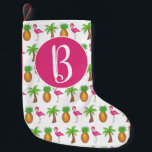 Pineappel van de palmboom van het tropische eiland kleine kerstsok<br><div class="desc">Ideaal voor feestversiering! De kerstbedekking is voorzien van een originele markeerafbeelding van een palmboom,  ananas en tropische eilandroze flamingo. Dit ontwerp is ook beschikbaar op andere producten. Zie je niet wat je zoekt? Hulp nodig bij aanpassingen? Neem contact op met Rebecca om iets voor je te ontwerpen.</div>