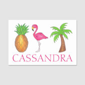Pineappel van de tropische eilandroze flamingo Pal Naamplaatje (Voorkant)