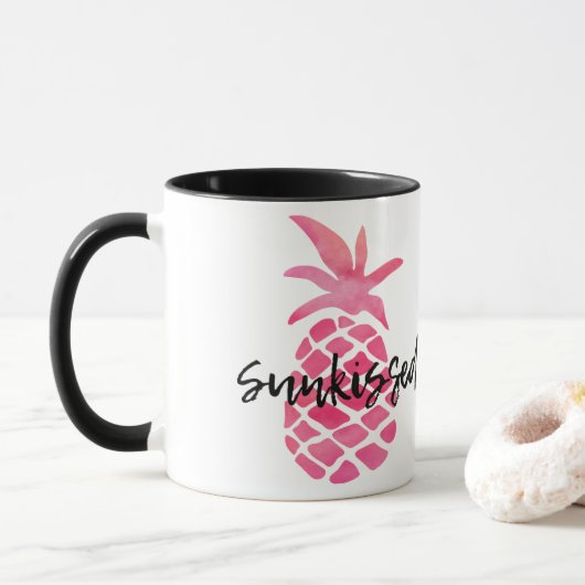 Pineappel van Roze Zonnig Mok (Met donut)
