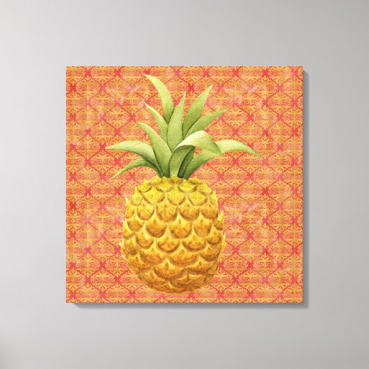 Pineappel Waterverf Vet omlijnd canvas afdrukken (Voorkant)