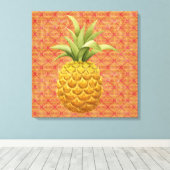 Pineappel Waterverf Vet omlijnd canvas afdrukken (Insitu (Houten vloer))