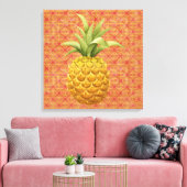 Pineappel Waterverf Vet omlijnd canvas afdrukken (Insitu (Woonkamer))