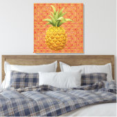 Pineappel Waterverf Vet omlijnd canvas afdrukken (Insitu (Slaapkamer))