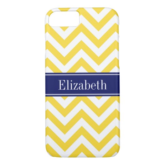 Pineappel White LG Chevron Navy Blue Name Monogram Case-Mate iPhone Case (Achterkant)